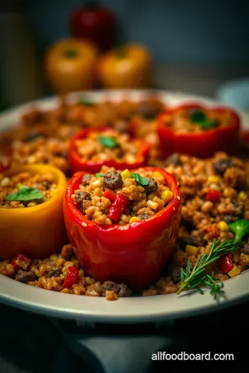 Cheesy Stuffed Bell Pepper Casserole presentation