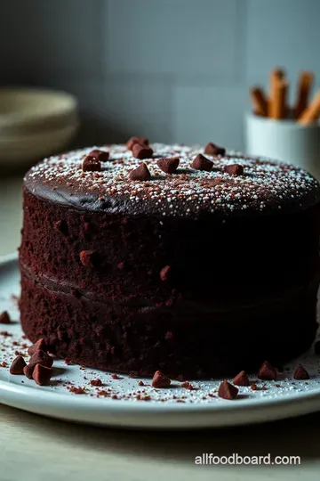 Chocolate Velvet Cake presentation