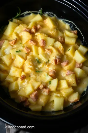 Creamy Scalloped Potatoes and Ham in a Slow Cooker presentation