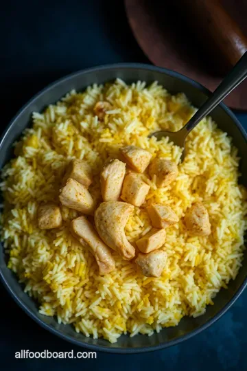 Saffron-Infused Chicken Yellow Rice: A Flavorful Classic presentation