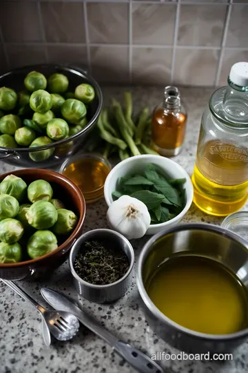 Savory Braised Brussels Sprouts with Garlic and Thyme ingredients