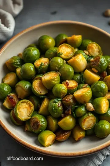 Savory Braised Brussels Sprouts with Garlic and Thyme presentation